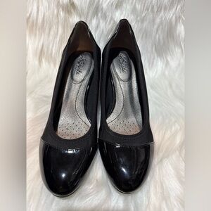 Life Stride Black Flats with Patent Toe Cap